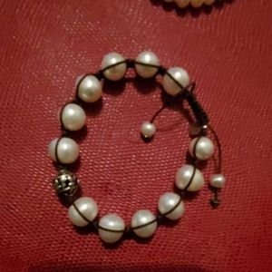 Silpada pearl bracelet with silver charm
